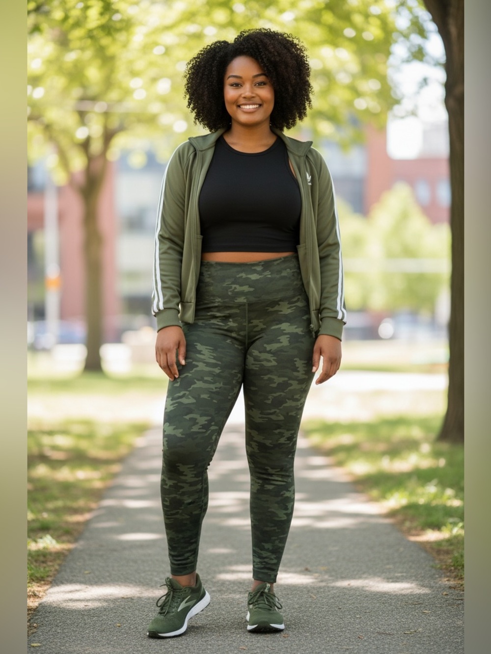 SPANX Look at Me Now Seamless Leggings Women’s 1X Green Camo High Rise Athletic